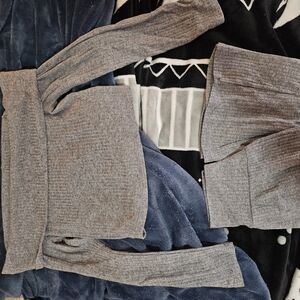 Gray Ribbed Knit Sweater Set